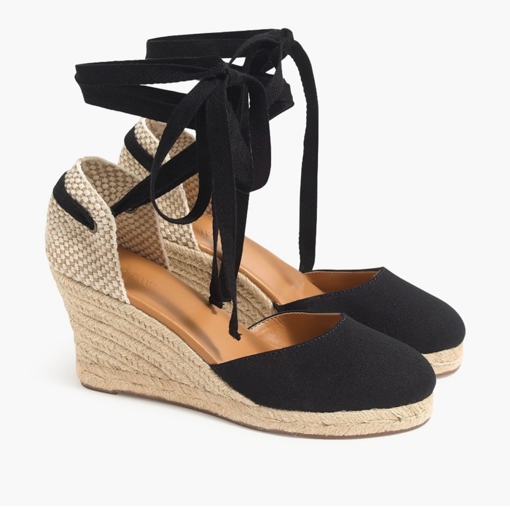 NWT Canvas Ankle-Strap Espadrille Wedges
